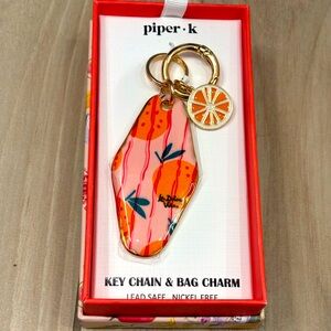 NIB Piper K La Dolce Vita oranges bag charm keychain